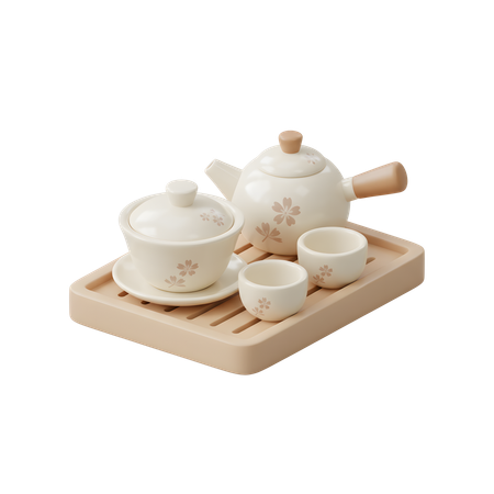 AI Tea set with gaiwan  3D Icon