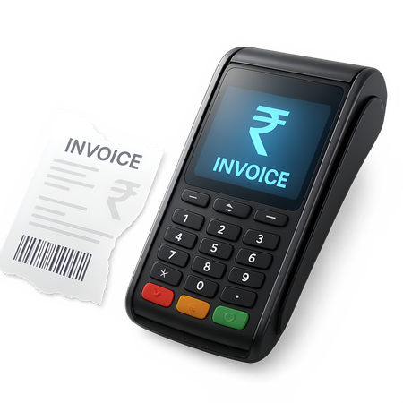 AI Torn Invoice Paper Beside POS Machine  3D Icon