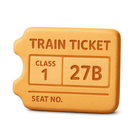 AI Train ticket  for transport and tourism  3D Icon