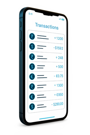 AI Transaction History List on Mobile Screen  3D Icon