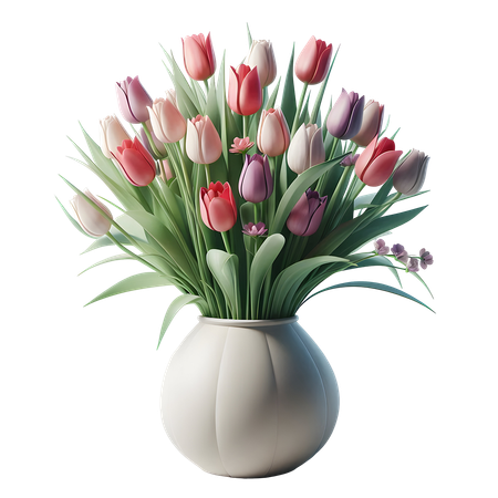 AI Tulips Pot  3D Icon