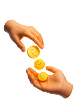 AI Two Hands Exchanging Coins  3D Illustration