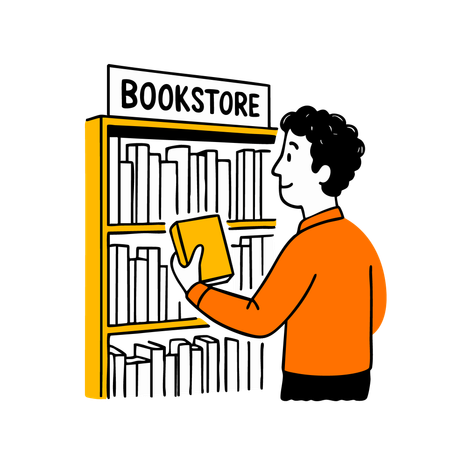 AI Un homme feuillette des livres dans une librairie.  Image IA