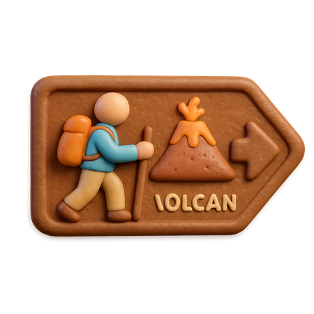 AI Volcano direction sign  for adventure  3D Icon