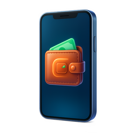 AI Wallet App on Mobile 3D Icon