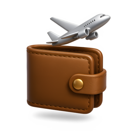 AI Wallet with Airplane 3D Icon