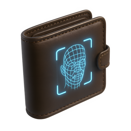 AI Wallet with Biometric Face Scan  3D Icon