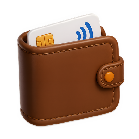 AI Wallet with Credit Card  3D Icon