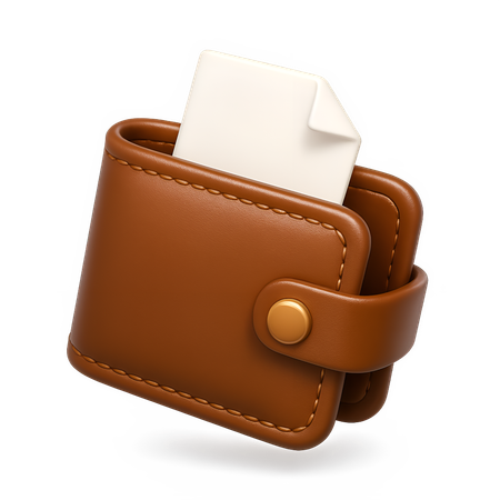 AI Wallet with Document File 3D Icon