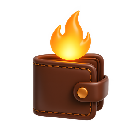 AI Wallet with Fire  3D Icon
