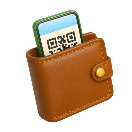 AI Wallet with Mobile QR Code 3D Icon