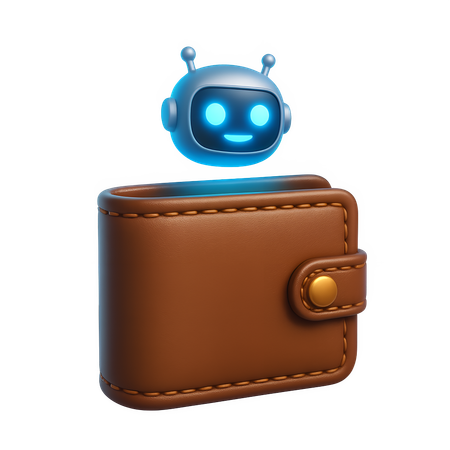 AI Wallet with Robot Face  3D Icon