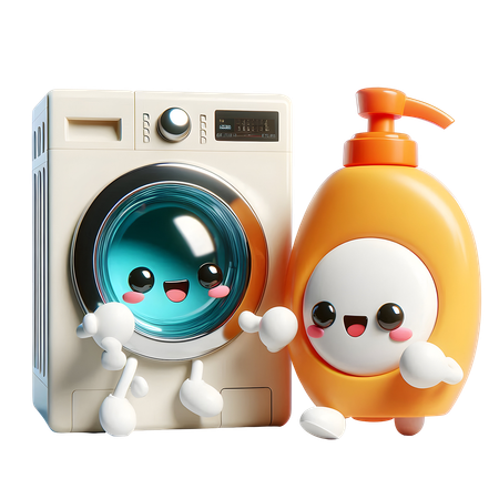 AI Waschmaschine und Seifenflasche tanzen zusammen Bild