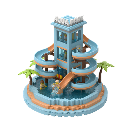 AI Water Park  3D Illustration