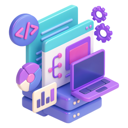 AI Web Development And Coding Tools 3D Icon