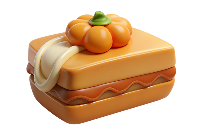 AI Whimsical cartoon style pumpkin spice layered dessert  3D Icon