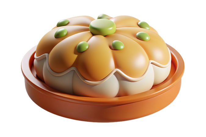 AI Whimsical stylized dessert with orange and cream colored petals on a transparent background  3D Icon