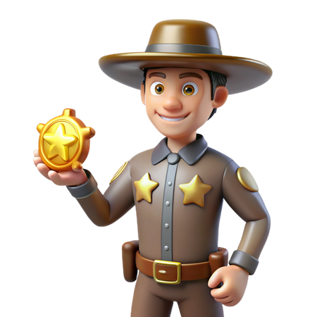 AI Xerife segurando um distintivo de estrela dourada  Imagem