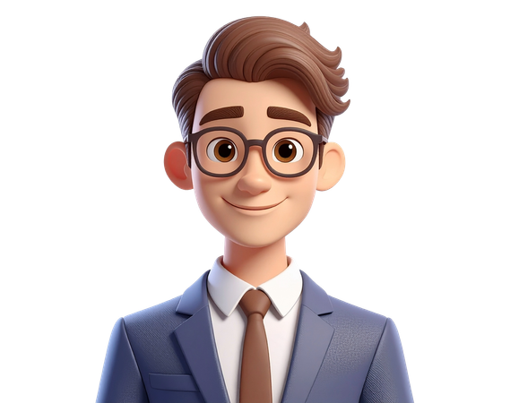 AI Young businessman in suit and glasses  3D Illustration