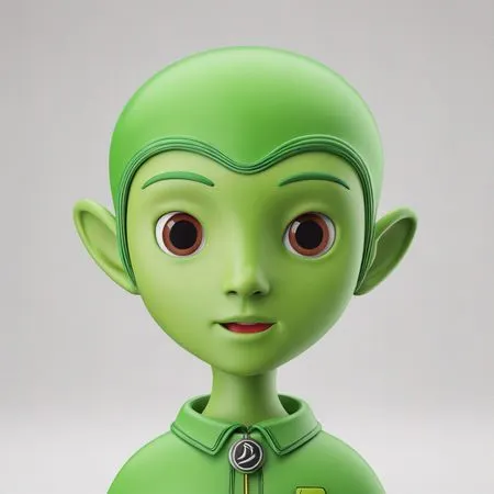 Alienígena verde fofo com olhos grandes  Imagem de IA