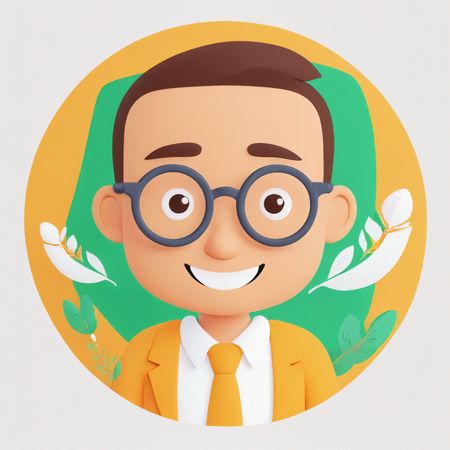 Avatar masculin d'un personnage souriant portant des lunettes  Image IA