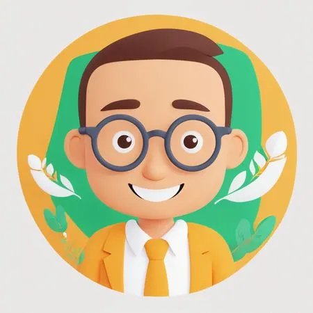 Avatar masculin d'un personnage souriant portant des lunettes  Image IA