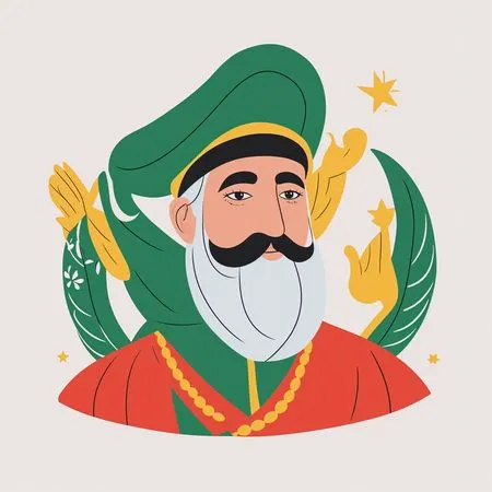 Bearded Man In Traditional Attire With A Turban  AI Image