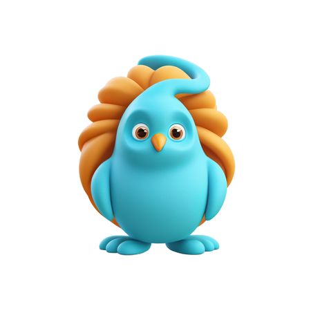 Bird Character With Big Eyes And An Orange Crest  AI Image