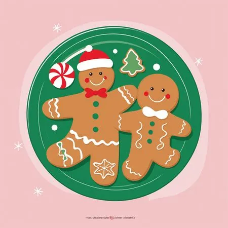 Biscuits festifs en pain d'épices sur assiette  Image IA