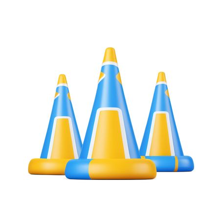 Blue And Yellow Traffic Cones  AI Image