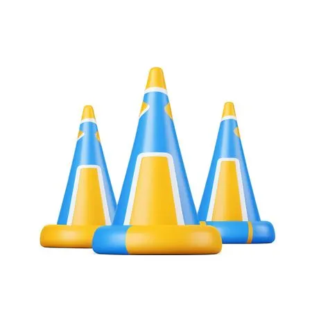 Blue And Yellow Traffic Cones  AI Image
