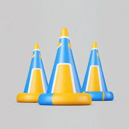 Blue And Yellow Traffic Cones  AI Image