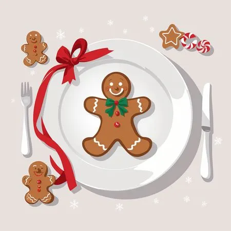 Bonhomme en pain d'épices sur une assiette festive avec décoration de Noël Image IA