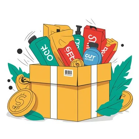 Box With Various Products And Coins  AI Image