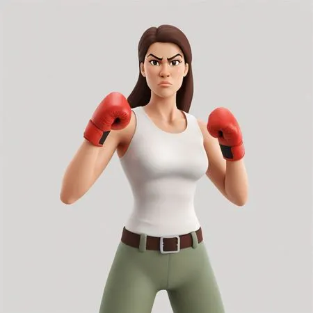 Boxeadora Determinada em Postura de Boxe  Imagem de IA