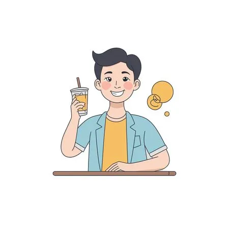 Boy Enjoying Drink  AI Image