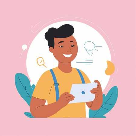 Boy holding a tablet  AI Image