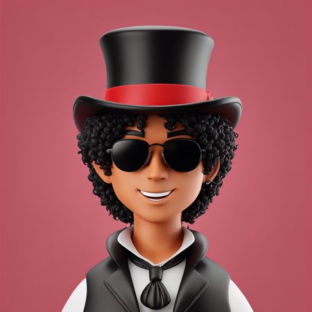 Boy wearing long black hat and suit  AI Image