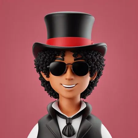 Boy wearing long black hat and suit  AI Image