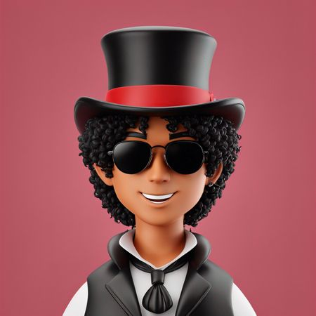 Boy wearing long black hat and suit  AI Image