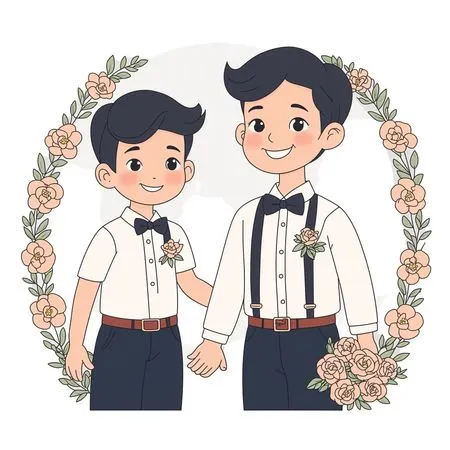 Boys In Formal Attire With Floral Accents  AI Image