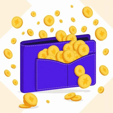 Brieftasche voller Münzen  KI-Bild