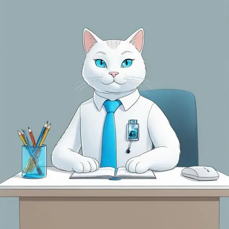 Business Cat At Desk  AI Image