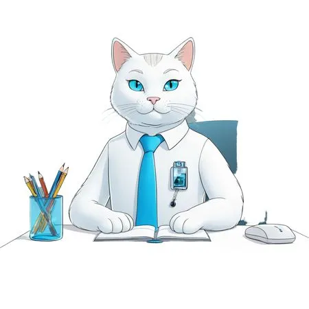 Business Cat At Desk  AI Image