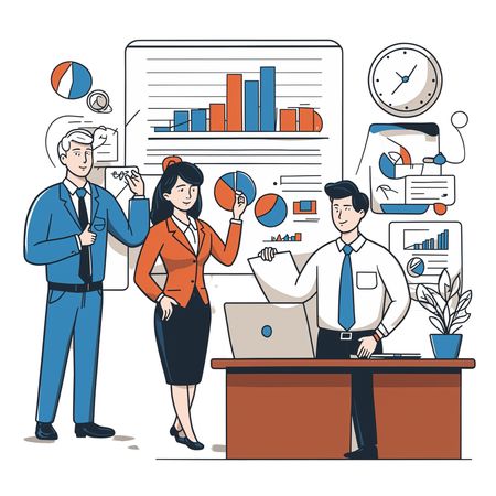Business Professionals Discussing Data In An Office  AI Image