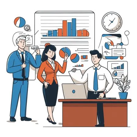 Business Professionals Discussing Data In An Office  AI Image