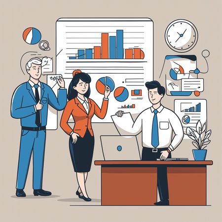 Business Professionals Discussing Data In An Office  AI Image
