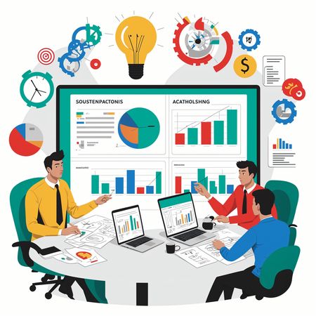Business Team Analyzing Analytics In A Meeting  AI Image