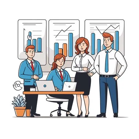 Business Team Analyzing Data Charts In Office  AI Image