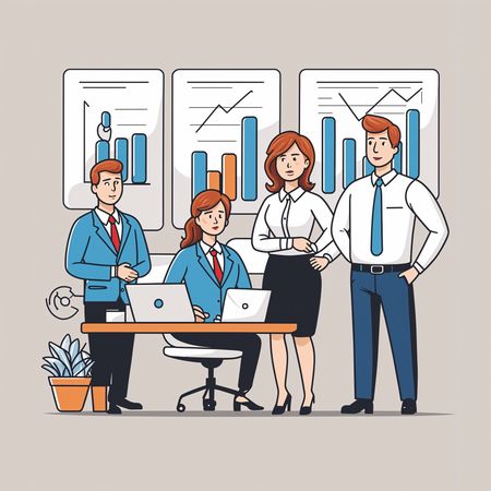 Business Team Analyzing Data Charts In Office  AI Image